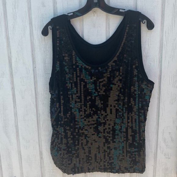 FAITH  Black Sequined Tank Top / Camisole XL NWOT? Perfect for Holiday Parties - Picture 1 of 4